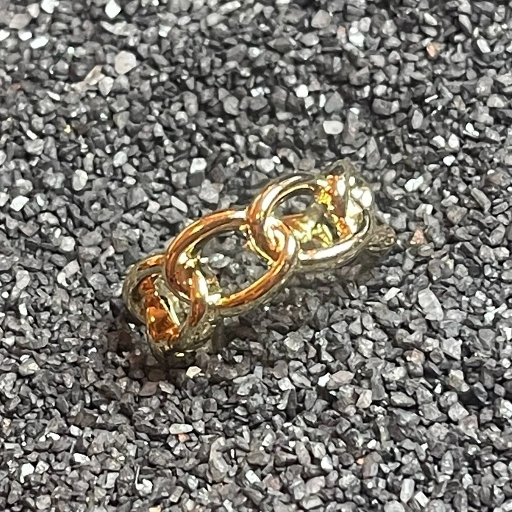 Hand Crafted Gold Tone‎ Chain Ring Band Size 7